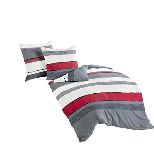 Bierbaum Bettwäsche 6472, Mako-Satin, Made in Germany, graphit 13, 155x220 + 80x80 cm, Komfortgröße