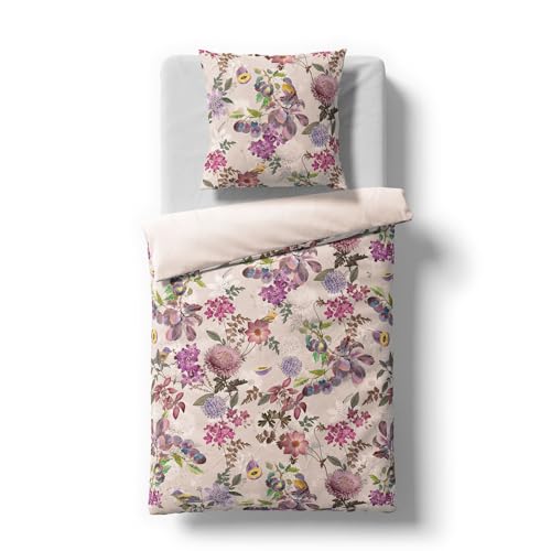 fleuresse Mako-Satin Bettwäsche Bed Art S Adelaide bunt 1 Bettbezug 155 x 220 cm + 1 Kissenbezug 80 x 80 cm