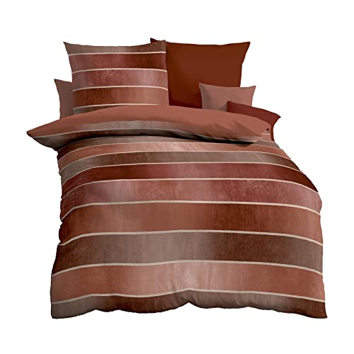 Kaeppel Mako-Satin Bettwäsche Timeless Terra, 1 Bettbezug 135 x 200 cm + 1 Kissenbezug 80 x 80 cm