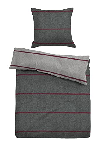TOM TAILOR 0849771 Bettwäsche Garnitur mit Kopfkissenbezug Melange Flanell 1x 135x200 cm + 1x 80x80 cm black