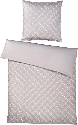 Joop, Mako-Satin-Bettwäsche, Kornblumen-Muster mit nuancierten Farben 155x220 + 1x40x80 sand