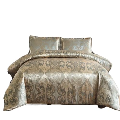 SUBLXPoten Seidenbettwäsche Set 3-teiliges Bettbezug-Set for Schlafzimmerwohnungen zu jeder Jahreszeit, Twin/Full/Queen/King (1 Bettbezug + 2 Kissenbezüge)(Full)