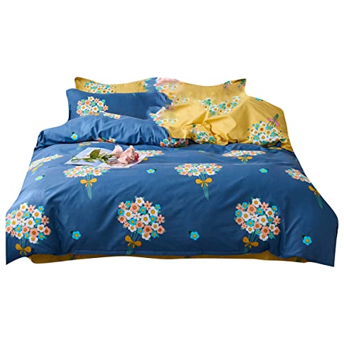 WDhomLT 4 Stücke Bettwäsche Set Baumwolle Super Nette Bettwäsche 4 Stück mit Reißverschluss Schließung Bettwäsche Set Umkehrbare Steppdecke für Teenager Bett Quilt Cover Set All Saison Design für
