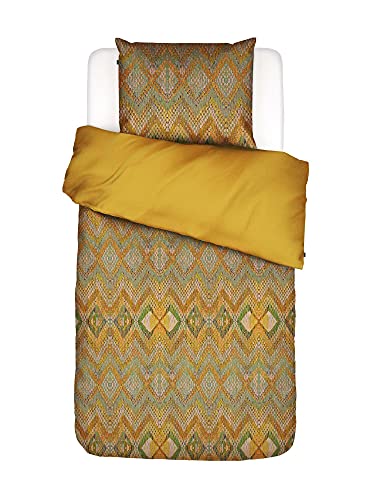ESSENZA Bettwäsche Fabienne Zickzack Muster Baumwollsatin Senfgelb, 135x200 + 1x 80x80 cm, 401495-100DE-004, Mustard, 135x200 cm + 80x80 cm
