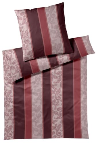 JOOP! Mako-Satin-Bettwäsche-Ga rnitur Paisley Stripes Farbe Rouge Größe 135x200+40x80