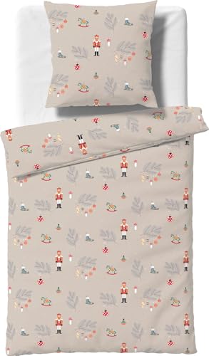 Fleuresse Bettwäsche Feinbiber beige Größe 1x 135x200 cm + 1x 80x80 cm