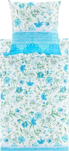  Bettwäsche Casablanca Feinsatin blau Größe 1x 135x200 cm + 1x 80x80 cm