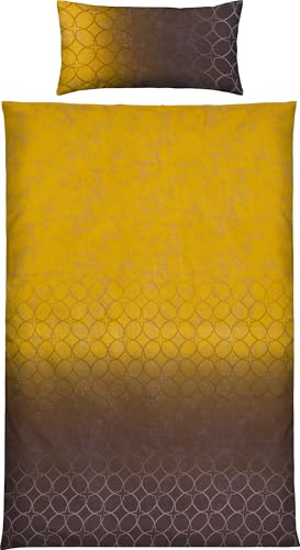 Erwin Müller Bettwäsche Feinbiber Kreise mit Wendekissenbezug Curry-braun Größe 40x80 cm / 135x200 cm - wohlig wärmend, samtig weich, temperaturausgleichend, mit Reißverschluss