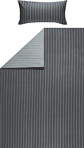 Looks by Wolfgang Joop Bettwäsche Feinflanell anthrazit-Silber Größe 1x 155x220 cm + 1x 40x80 cm