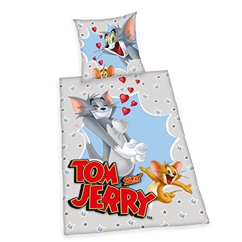 Herding Bettwäsche-Set Tom & Jerry, Kopfkissenbezug 80 x 80 cm, Bettbezug 135 x 200 cm, Mit Knopfleiste, Baumwolle, Twin Herding Bettwäsche-Set Tom & Jerry, Kopfkissenbezug 80 x 80 cm, Bettbezug 135 x 200 cm, Mit Knopfleiste, Baumwolle, Twin