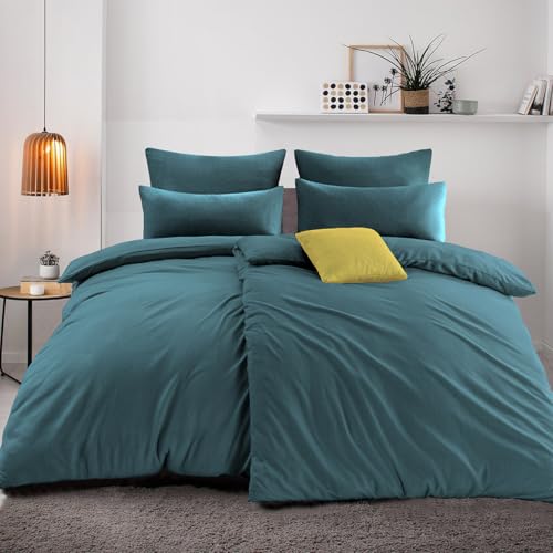 Nesture Winter Warme Thermo Fleece Bettwäsche 135x200 4teilig, Kuschelig weich Bettwäsche Sets, 2 Bettbezug 135 x 200cm flauschig + 2 Kissenbezug 80x80 Reißverschluss, Nesture Winter Warme Thermo Fleece Bettwäsche 135x200 4teilig, Kuschelig weich Bettwäsche Sets, 2 Bettbezug 135 x 200cm flauschig + 2 Kissenbezug 80x80 Reißverschluss,