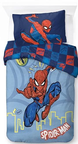 Jay Franco Marvel Spiderman Heldenkraft 100% Baumwolle Einzel Bettwäsche Set   Inklusive Kissenbezug 50 x 70