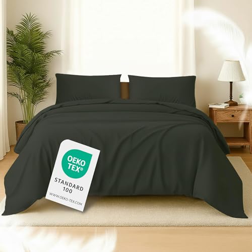 Softex Royal Bettwäsche 155x220 cm Mikrofaser – 2-teiliges Bettwäsche Set, ÖKO-TEX Zertifiziert, extra weich & bügelfrei, hautfreundlich, Bettbezug 155x220 cm + Kissenbezug 80x80 cm, Anthrazit