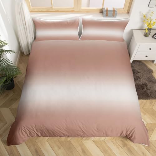 Homewish Schatten Bettwäsche 155x220 Beige Braun Bettbezug Abstrakter Regenbogen-Gradient Bettwäsche Set Aquarell Krawatte Farbstoff Bohemian Bedding Wohndekor 2 Teilig