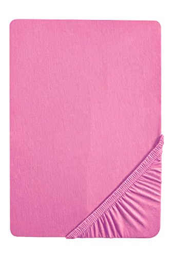 biberna 0077144 Stretch Feinjersey-Spannbetttuch (Matratzenhöhe max. 22 cm) 90x190 cm -> 100x200 cm, pink