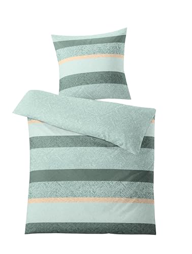 Kleine Wolke Gwen Bettwäsche, Baumwolle, Salbeigrün, 155x220 cm (80x80 cm)