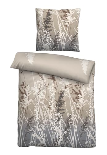biberna Feinbiber Bettwäsche 0004103 GRÄSER 1x 135x200 cm + 1x 80x80 cm, Taupe