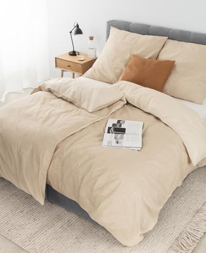 lionto dibea Renforcé-Wendebettwäsch e aus 100% Baumwolle, 135x200 cm, Kissenbezug 80x80 cm, 2-teilige Bettwäsche zu jeder Jahreszeit, pflegeleicht und formstabil, inkl. Oeko-TEX Zertifikat, beige