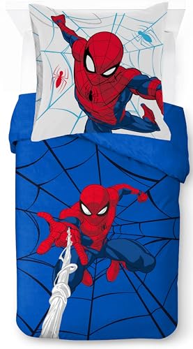 Jay Franco Marvel Spiderman Webtastic 100% Baumwolle Einzelbett Bettbezug Set – Enthält Kissenbezug 80 x 80