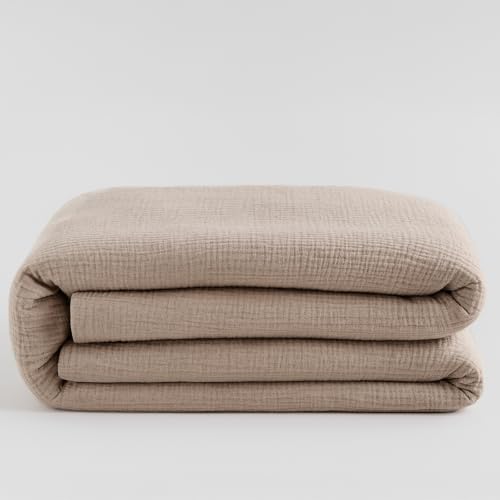 Hausfelder Musselin Bettbezug 155x220 cm aus atmungsaktiver Baumwolle – Oeko-TEX zertifizierte Decke, weiche Musselinbettwäsche 155x220cm