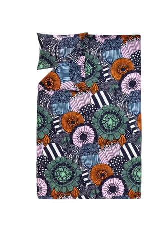 Marimekko Siirtolapuutarha Duvet Cover 135/140x200 cm, Off White, dk.Blue, orange
