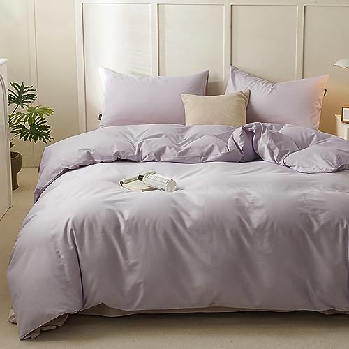 AShanlan Bettwäsche Set 140x200 cm Lila Uni Bettbezug mit Kissenbezug 70x90 cm 100% Weiche und Angenehme Mikrofaser 2 Teilig Violett Bettwäsche mit Reißverschluss für Einzelbett