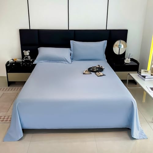 KLUOT Bettwäsche Bettlaken ohne Gummizug 120 x 230 cm Baumwolle Hellblau Weiches Comfort Betttuch für Tischdecken/Sommerlaken