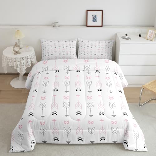 Feelyou Weißes Pfeil-Bettwäsche-Set für Kinder, Doppelgröße, Pfeiljagd-Bettwäsche-Set für Jungen, Mädchen, Teenager, Schlafzimmer, Dekoration, wilde Dekoration, Bettdecke, für Damen und Herren,