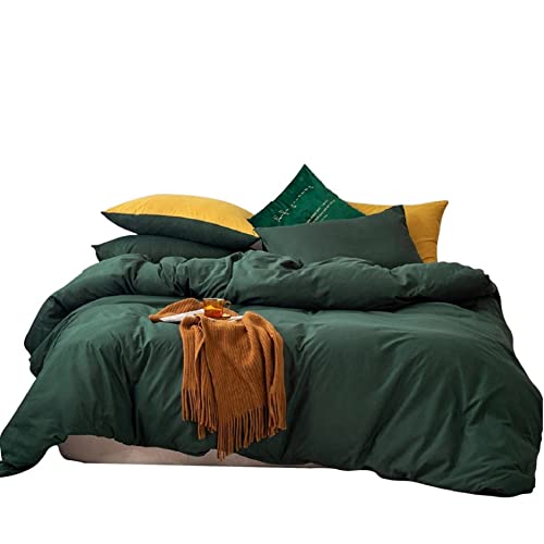 GETIYA Kinder Bettwäsche 135x200 Dunkel Grün Bettwäsche Einfarbige Bettwäsche Jungen Mädchen Weiche Mikrofaser Bettbezug Set 2 Teilig mit Reißverschluss und Kissenbezug 80x80