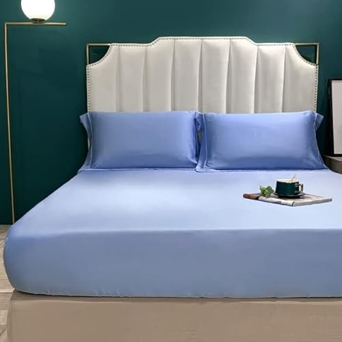 Spannbettlaken aus natürlicher Maulbeerseide, einfarbig, echte Seide, Matratzenbezug für Einzel-, Doppel-, Kingsize-Bett, weich, atmungsaktiv, elastisches Band, Bettwäsche