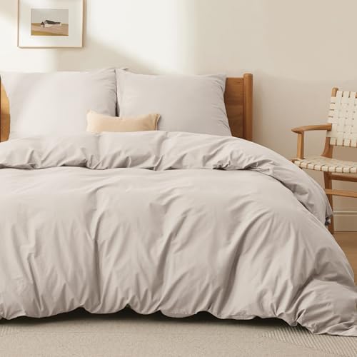 BEDSURE Bettwäsche 200x200 Baumwolle Beige - Bettwäsche-Sets 200 x 200 cm Bettbezug 3teilig mit 2 Kissenbezüge 80x80 cm, Oeko-TEX Bedding Natur mit Reißverschluss