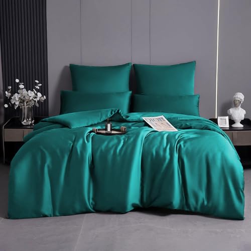 MH MYLUNE HOME 100% Tencel™ Lyocell Bettwäsche-Set 135x200 Eukalyptus Bettwäsche Sommer 2tlg.Atmungsaktiv gegen Schweiß,Hypoallergen,Kli maregulierend,1 Bettbezug & 1 Kissenbezug 40x80,Grün