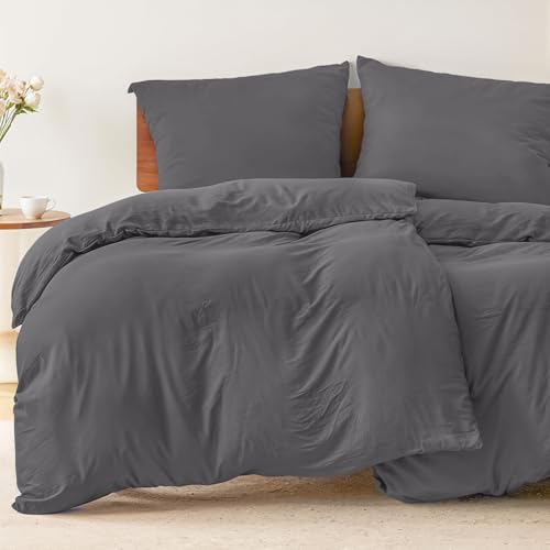 Dreamzie - Bettwäsche 135x200 4teilig Set Anthrazit – Bettbezug mit 2 Kissenbezug 80x80 – Mikrofaser Weich & Pflegeleicht - Oeko-Tex