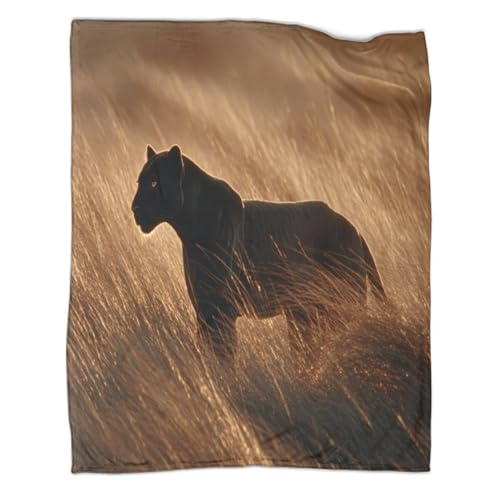 kaiyun Laufender Leopard Überwürfe, Weiche Und Leichte Ganzjahresdecke,Picknick, Reise,Heimdekoration,Bett wäsche Für Teenager Und Erwachsene 40x50inch(100x130cm)