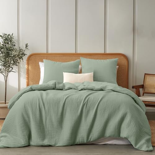Dreamzie Musselin Bettwäsche 220x240 cm aus 100% Baumwolle – Bettwäsche Set mit 1 Bettbezug und 2 Kissenbezügen 80x80 cm – Oeko-Tex Bettwäsche mit Reißverschluss – Grün Dreamzie Musselin Bettwäsche 220x240 cm aus 100% Baumwolle – Bettwäsche Set mit 1 Bettbezug und 2 Kissenbezügen 80x80 cm – Oeko-Tex Bettwäsche mit Reißverschluss – Grün