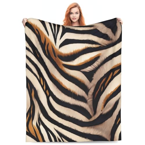 FJAUOQ Decke mit Tiger-Leopardenmuster, superweich, warm, Flanell, Plüsch, Überwurf, Decken für Bettwäsche, Sofa, Büro, Auto, Zuhause, Valentinstag, Geburtstag, Tiger-Geschenke für Jungen, Erwachsene