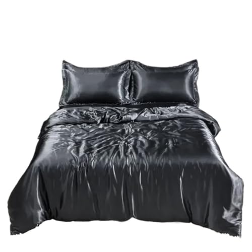 AYWTIUN Bettwäsche-Set aus Seide Satin-Seidenbettwäsche mit Bettbezug, Bettlaken, Kissenbezügen, Fester Einzel-, Doppel- und Paar-Kissenbezug(Color X,200x230cm 4 pcs Set)