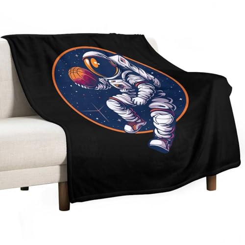 Kuscheldecke Astronaut Slam Dunk Basketball Weltraum Fleece Decke Gemütlich Wohndecke Wärme Flanell Decke Für Wohnzimmer Nickerchen Draußen M