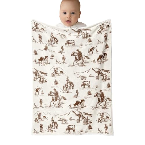 Western Baby Decke - Landhaus Wurfdecke - Rustikale Vintage-Optik Weiche Bettwäsche Für Terrasse Wohnung Auto Picknick Park Outdoor