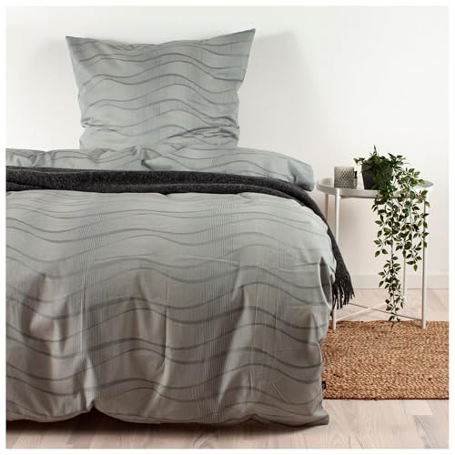 Arctic Bettwäsche Mako Satin 135x200cm / 80x80cm - 100% Baumwolle - Grau - OEKO-TEX Standard 100