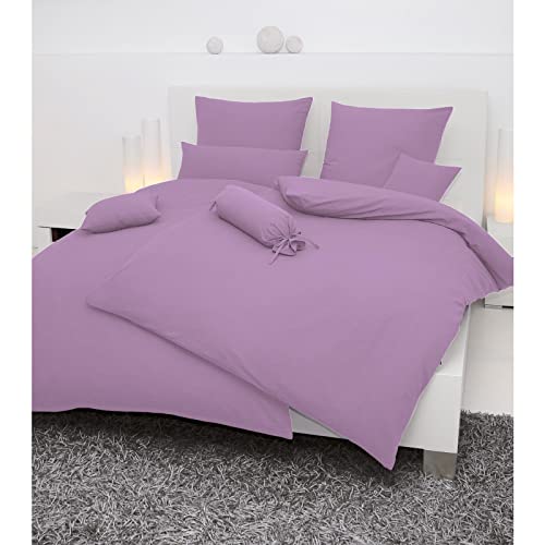Janine Bettwäsche Seersucker Kissenbezug Uni Piano 80x80 cm Flieder