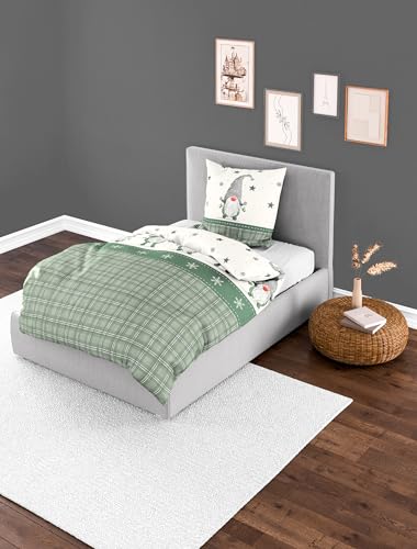 Bierbaum Bettwäsche 3743, Feinbiber, 100% Baumwolle, Designed in Germany, grün 30, 135 x 200 + 80 x 80 cm Bierbaum Bettwäsche 3743, Feinbiber, 100% Baumwolle, Designed in Germany, grün 30, 135 x 200 + 80 x 80 cm