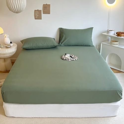 Bishilin Spannbettlaken für Boxspringbett 150x200 Dunkelgrün, Spannleintuch Topper Unifarben Bettwäsche Spannbettlaken Matratzenschoner (1 Stück, ohne Kissenbezüge)