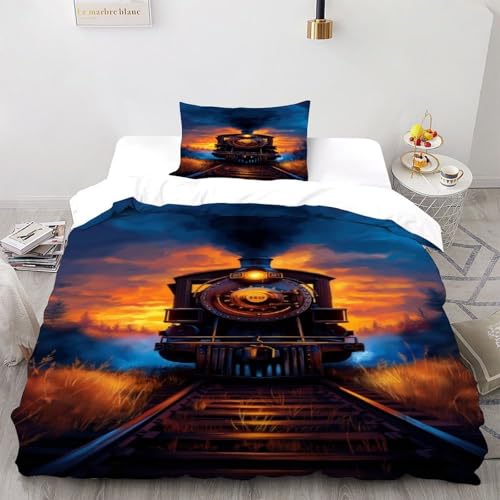 DICVXST 3D Twilight Express Bettwäsche-Sets Jugendliche Kind Band Bettwäsche 2er Set Microfaser Kissenbezüge Mit Reißverschluss Single?135x200cm?