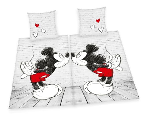Disney Mickey & Mickey Mouse Partner Bettwäsche Pride, 4-teilig, 80x80 + 135x200cm, 100% Baumwolle/Doppelpack, Gay