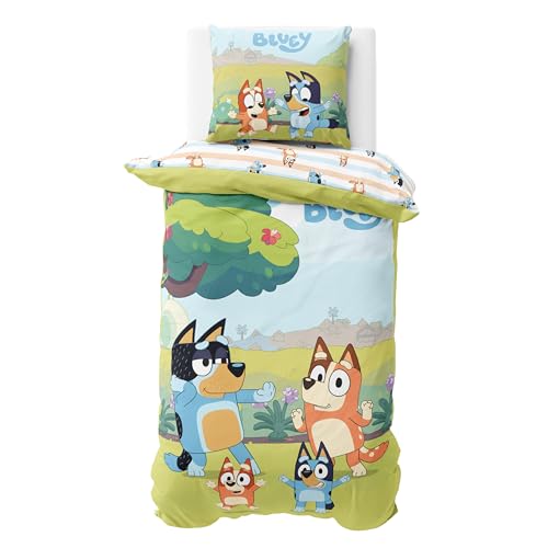 MTOnlinehandel Bluey Bettwäsche 135x200 Baumwolle für Mädchen und Jungen, Kinderbettwäsche, 1x Kissenbezug 80x80 + Bettbezug 135x200, Bingo & Bluey Geschenk MTOnlinehandel Bluey Bettwäsche 135x200 Baumwolle für Mädchen und Jungen, Kinderbettwäsche, 1x Kissenbezug 80x80 + Bettbezug 135x200, Bingo & Bluey Geschenk