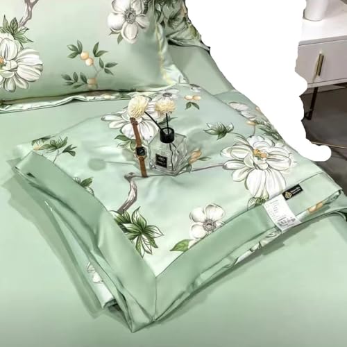 NJIEzhao Sommer-Steppdecke, Seidenbettwäsche-Set, wasserwaschbare Seide, Klimaanlage, Sommerbettwäsche, Bettlaken Seidenbettwäsche Set(Color 1,Quilt 150x200cm)