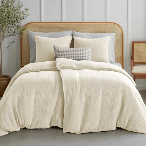 Dreamzie Musselin Bettwäsche 135x200 cm aus 100% Baumwolle – Bettwäsche Set mit 2 Bettbezüge und 2 Kissenbezüge 80x80 cm – Oeko-Tex Bettwäsche mit Reißverschluss – Beige Dreamzie Musselin Bettwäsche 135x200 cm aus 100% Baumwolle – Bettwäsche Set mit 2 Bettbezüge und 2 Kissenbezüge 80x80 cm – Oeko-Tex Bettwäsche mit Reißverschluss – Beige