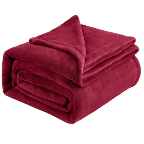 Bequeme Plüsch-Flanell-Decken, warme Decken für den Winter, warm, gemütlich, flauschige Überwürfe für Sofas, Bettwäsche (Hot Pink, C)