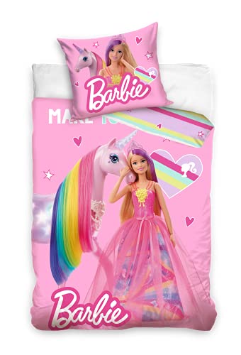Barbie und Einhorn Bettwäsche Wendebettwäsche BARB203046 135x200cm/80x80cm